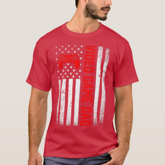 T-shirt Mens Distressed USA Jeu vidéo Drapeau papa père D
