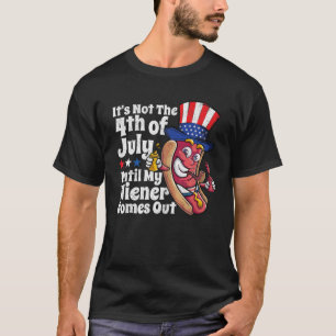 T-shirt Mens Drôle 4 juillet Hot Dog Wiener Sortent Public