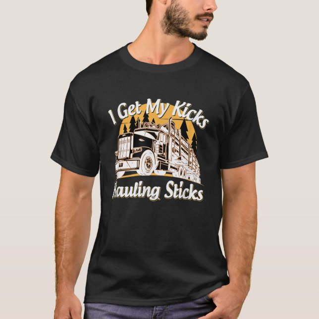 T-shirt Mens Drôle Conducteur de camion de rondins J'Obtie (Devant)