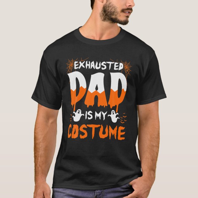 T-shirt Mens Drôle Costume Halloween D'Un Père Fatigué Mèm (Devant)