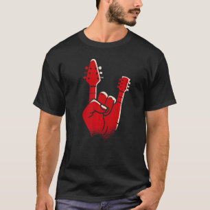 T-shirt Mens Electric Guitare Devil Horns Devil Main Heav