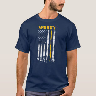 T-shirt Mens Electricien US Drapeau Outils étincelants 