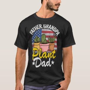 T-shirt Mens Father Grandpa Plant Papa American Flag Garde