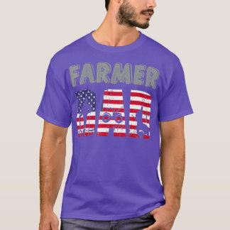 T-shirt Mens Fermier Papa Fermier Agricole Américain 4e De