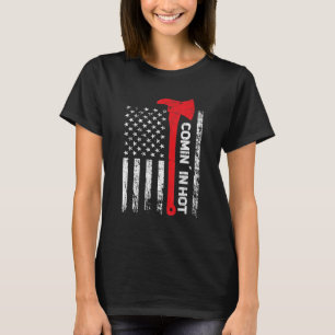 T-shirt Mens Firefighter Comin´ dans la ligne rouge chaud 
