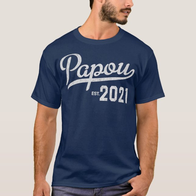 T-shirt Mens First Time Papou 2021 Greek Grandpa Baby (Devant)