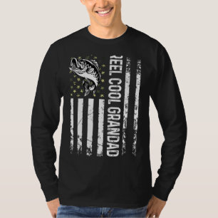 T-shirt Mens Fishing Usa Drapeau Roulette Cool Grand-père