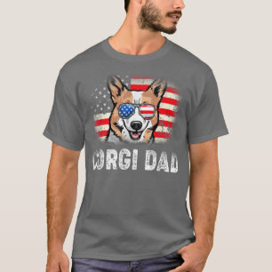 T-shirt Mens Fun Corgi Papa American Flag Fête des pères