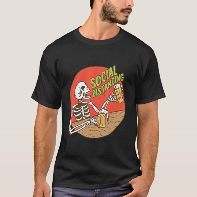 T-shirt Mens Fun J'étais Distante Sociale Avant était Cool (Devant)