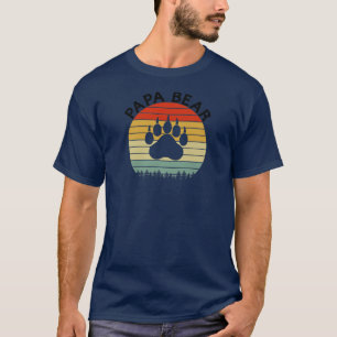 T-shirt Mens Funny Papa Ours Empreinte de patte Chemise Ré