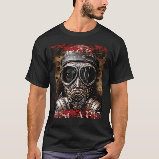 T-shirt Mens Gas Mask Échapper Militaire Streetwear Collec (Devant)