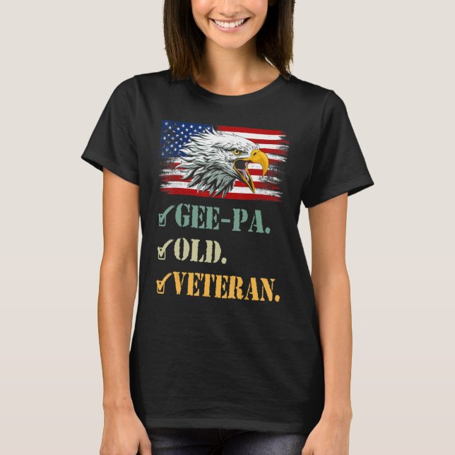 T-shirt Mens Gee Pa Ancien vétéran Cool du drapeau américa (Devant)