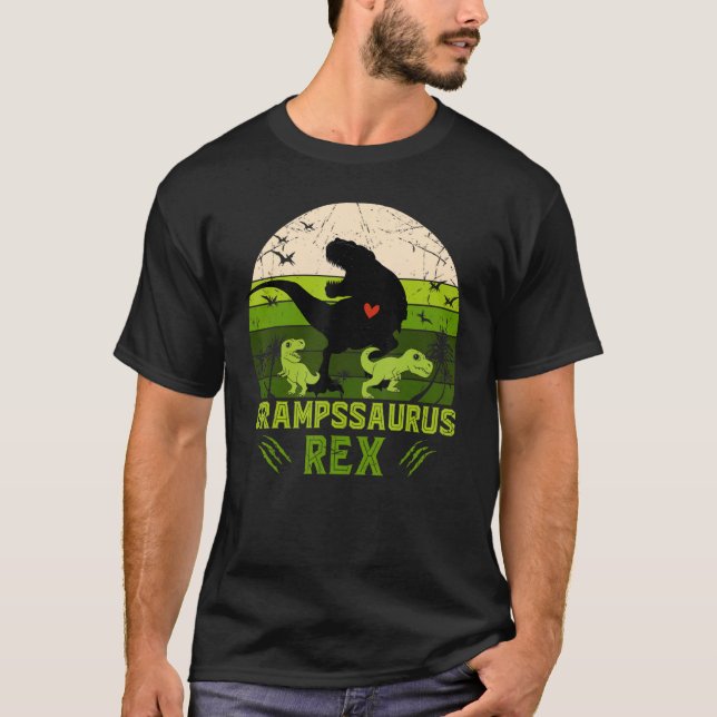 T-shirt Mens Grampssaurus Rex 2 Enfants Coucher De Soleil  (Devant)