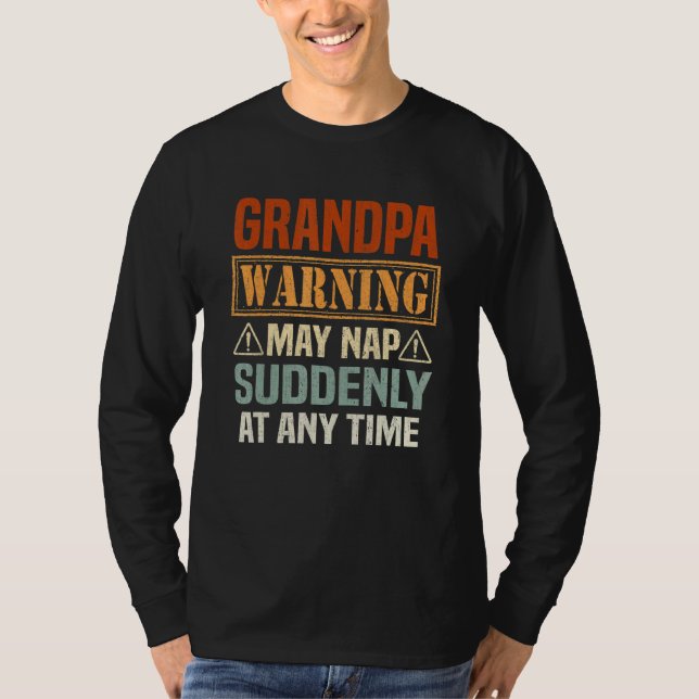 T-shirt Mens Grand-Père Avertissement Peut Tomber Soudaine (Devant)