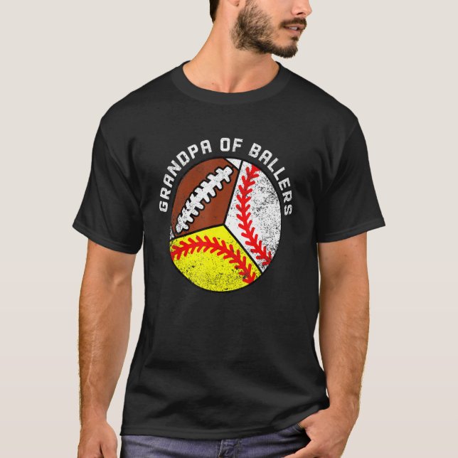 T-shirt Mens Grand-Père De Ballers Baseball Softball Footb (Devant)