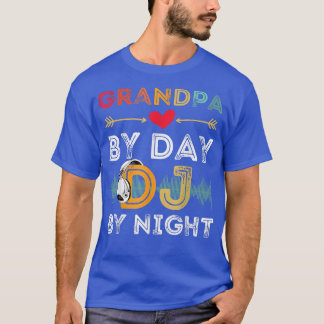T-shirt Mens Grand-Père Par Jour DJ Par Nuit Retro Vintage