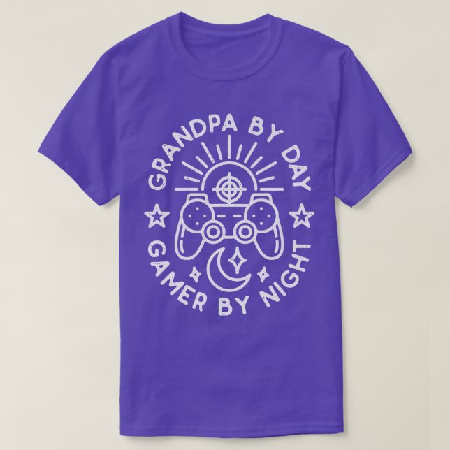 T-shirt Mens Grandpa By Day Gamer By Night Video Games Lo (Design devant)