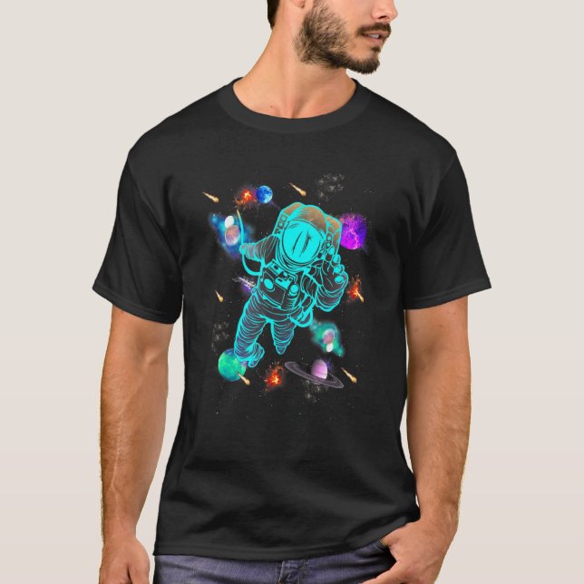 T-shirt Mens Graphic Tee - shirt Astronaut spatial Cool Gr (Devant)