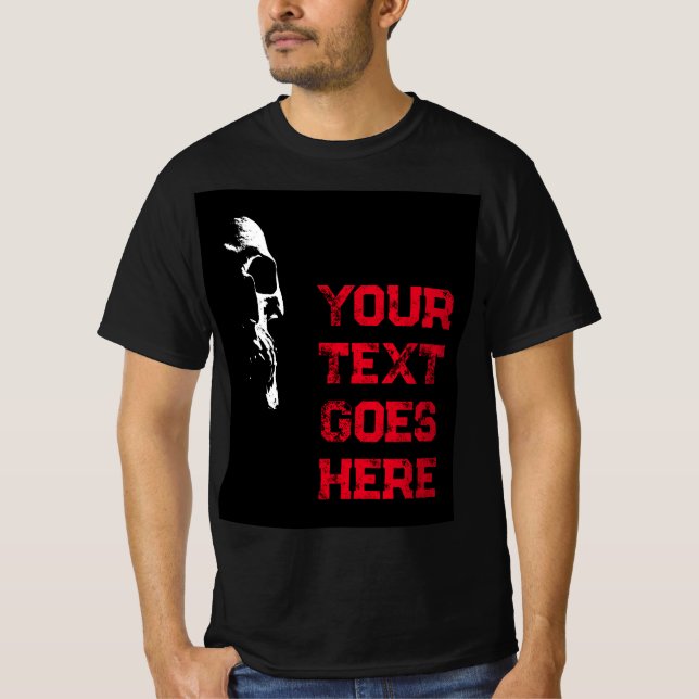 T-shirt Mens Halloween Crâne Distressé Texte noir rouge (Devant)