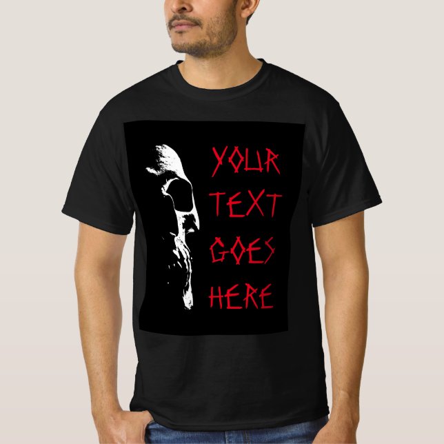 T-shirt Mens Halloween Crâne Horreur de texte rouge désorg (Devant)