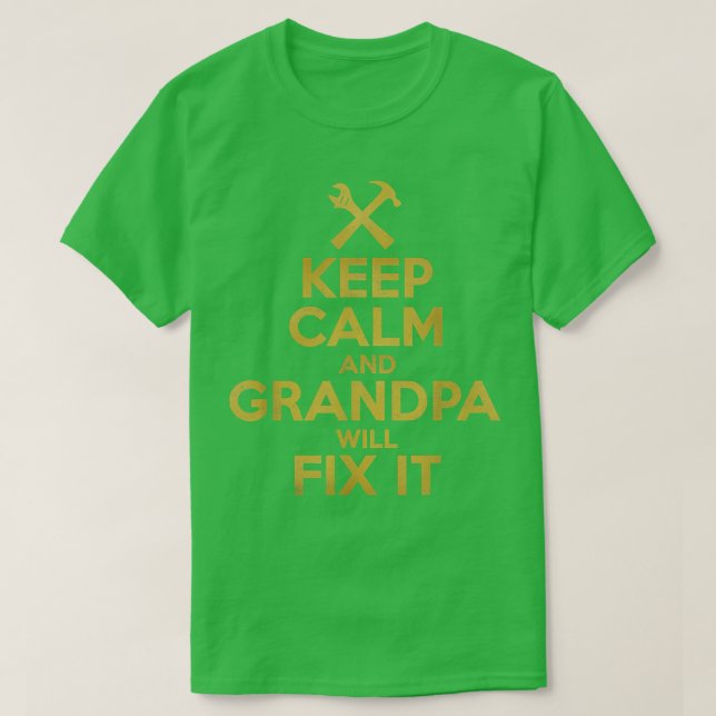 T-shirt Mens Handyman Cadeau Garder le calme et grand-père (Design devant)