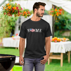 T-shirt Mens' Home USA Map Drapeau américain 4 juillet