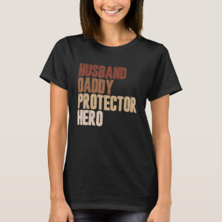 T-shirt Mens Husband Daddy Protector Hero Father's Day Cam