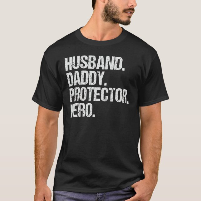 T-shirt Mens Husband Daddy Protector Hero Fathers Day Camo (Devant)
