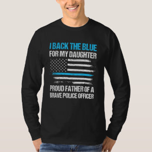 T-shirt Mens I Back Bleu Pour Ma Fille Police Cop Da