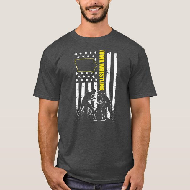 T-shirt Mens Iowa vêtements de lutte USA Iowa lutteur (Devant)