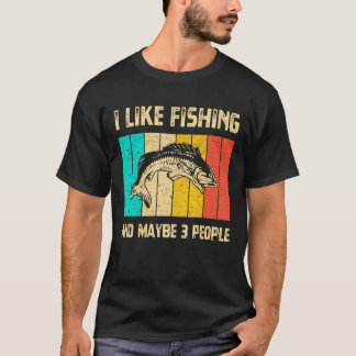 T-shirt Mens J'Aime Pêcher Et Peut-Être 3 Personnes Retro