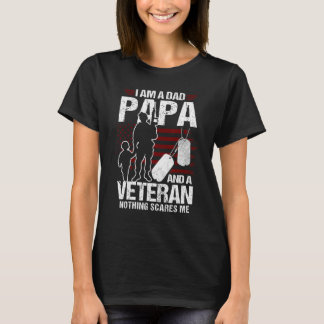 T-shirt Mens Je suis papa papi et vétéran rien de peur