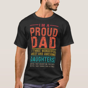 T-shirt Mens Je Suis Un Fier Père De Trois Merveilleuses F