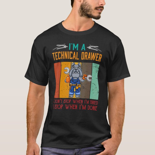 T-shirt Mens Je suis un tiroir technique Stop quand je sui (Devant)