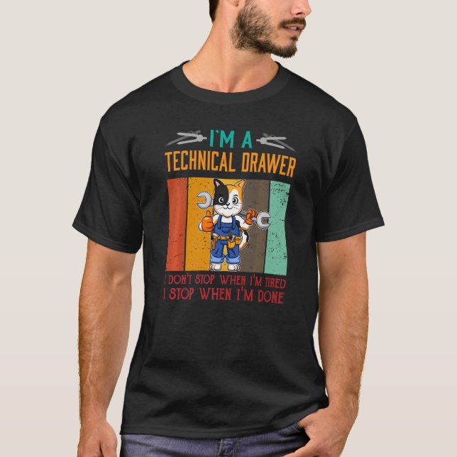 T-shirt Mens Je suis un tiroir technique Stop quand je sui (Devant)