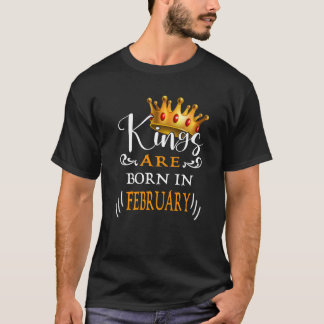 T-shirt Mens Kings Sont Nés En Février Anniversaire 2