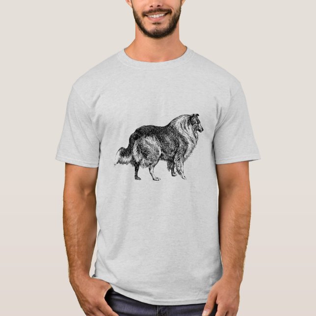 T-shirt Mens Lassie Collie Chien (Devant)