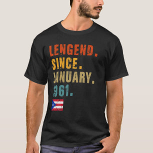 T-shirt Mens Legend Since Janvier 1961 61Th Birthday