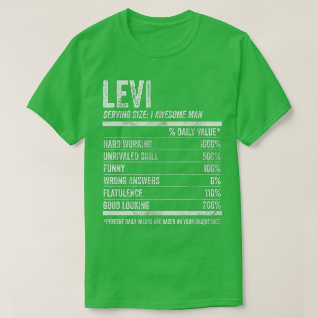 T-shirt Mens Levi Nutrition Personalized Nom Funny  (Design devant)