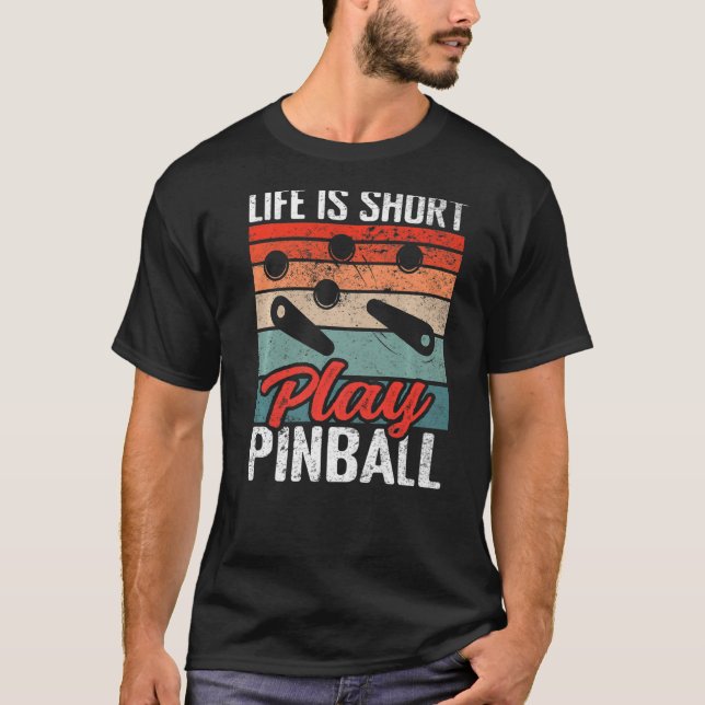 T-shirt Mens Life jeu court pinball Retro Pinball arca (Devant)