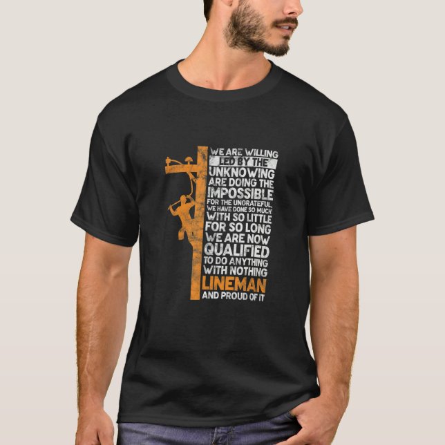 T-shirt Mens Lineman Electric Electrical Electrician Line  (Devant)
