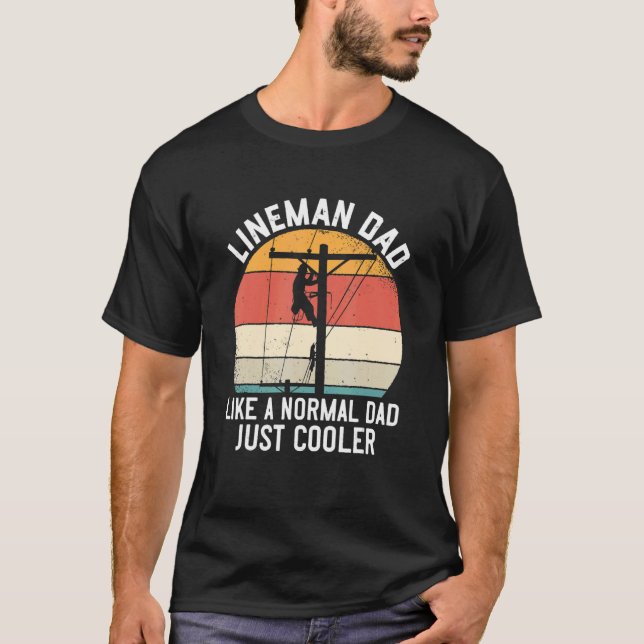 T-shirt Mens Lineman Papa Comme Un Papa Normal Juste Glaci (Devant)