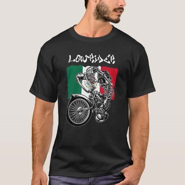 T-shirt Mens Low Rider Bicycle Mexican Chicano Mexico Lowr (Devant)