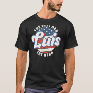 T-shirt Mens Luis Best Papa Héros US Drapeau Personnalisé 
