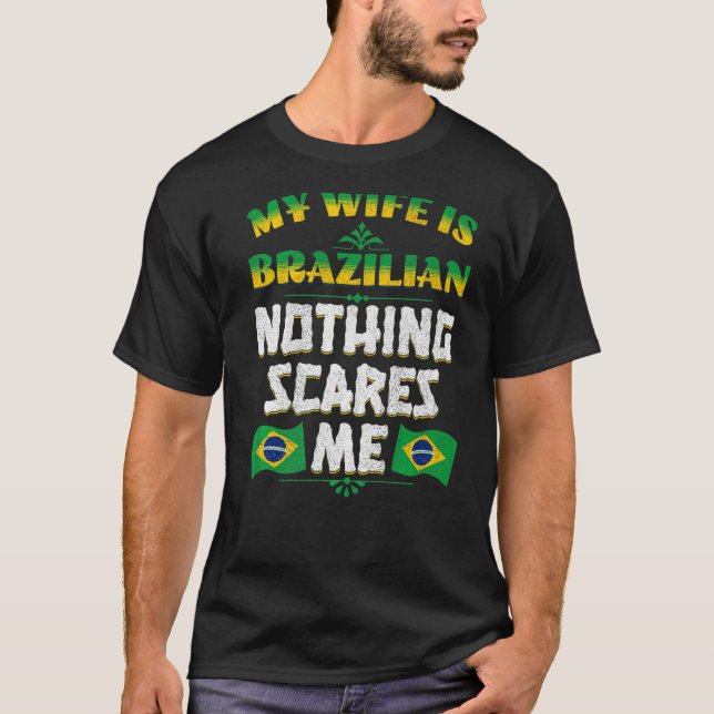 T-shirt Mens Ma Femme Est Brésilienne Patrimoine Racines B (Devant)
