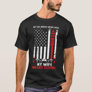 T-shirt Mens Ma Femme Porte Des Scrubs American Flag Nurse