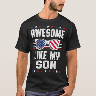 T-shirt Mens Maman Papa Cite Awesome Comme Mon Fils Heureu