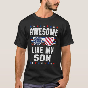 T-shirt Mens Maman Papa Cite Awesome Comme Mon Fils Heureu
