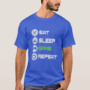 T-shirt Mens Manger Jeu de sommeil Répéter Funny Gamer Vie