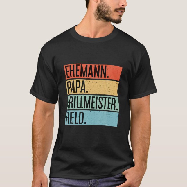 T-shirt Mens Mari Papa Grill Maître Héros BBQ Père Da (Devant)